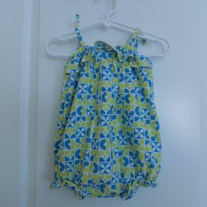 CHEZ AMI Lime Green Blue Seersucker Bubble 3-6M